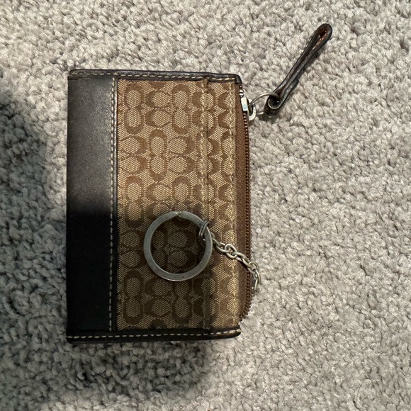 Coach Tan and Black Signature Keychain Wallet y2k - Picture 2 of 3